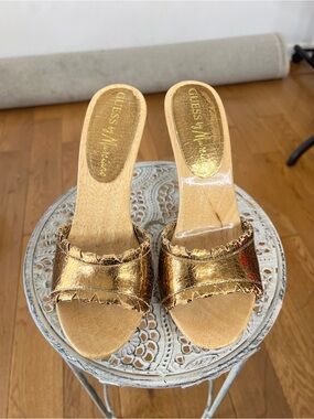 Guess by Marciano Metallic Gold Slide Mules